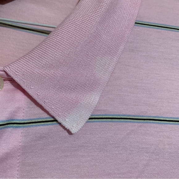 Brooks Brothers Polo T-Shirt Mens Striped Pink Short Sleeve Size XL - Picture 2 of 13